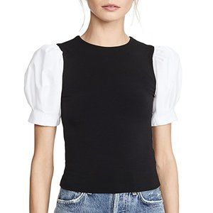 Alice + Olivia Aubrey Puff Sleeve Crop Top